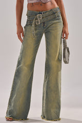 JUST LIKE THAT STRAIGHT-LEG DENIM WITH BUCKLE