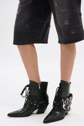 AZALEA WANG JAVELIN GREEN WESTERN BOOTIE
