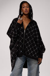 BLING BLING OVERSIZED ZIP UP SWEATSHIRT