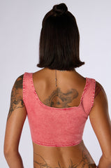 OUT THE MUD ACID WASH DENIM CORSET TOP