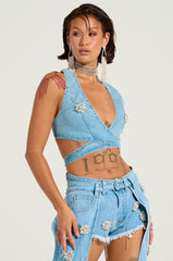 DIVALICIOUS DENIM BRA TOP