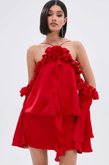 CHIC AF RUFFLE MINI DRESS IN RED