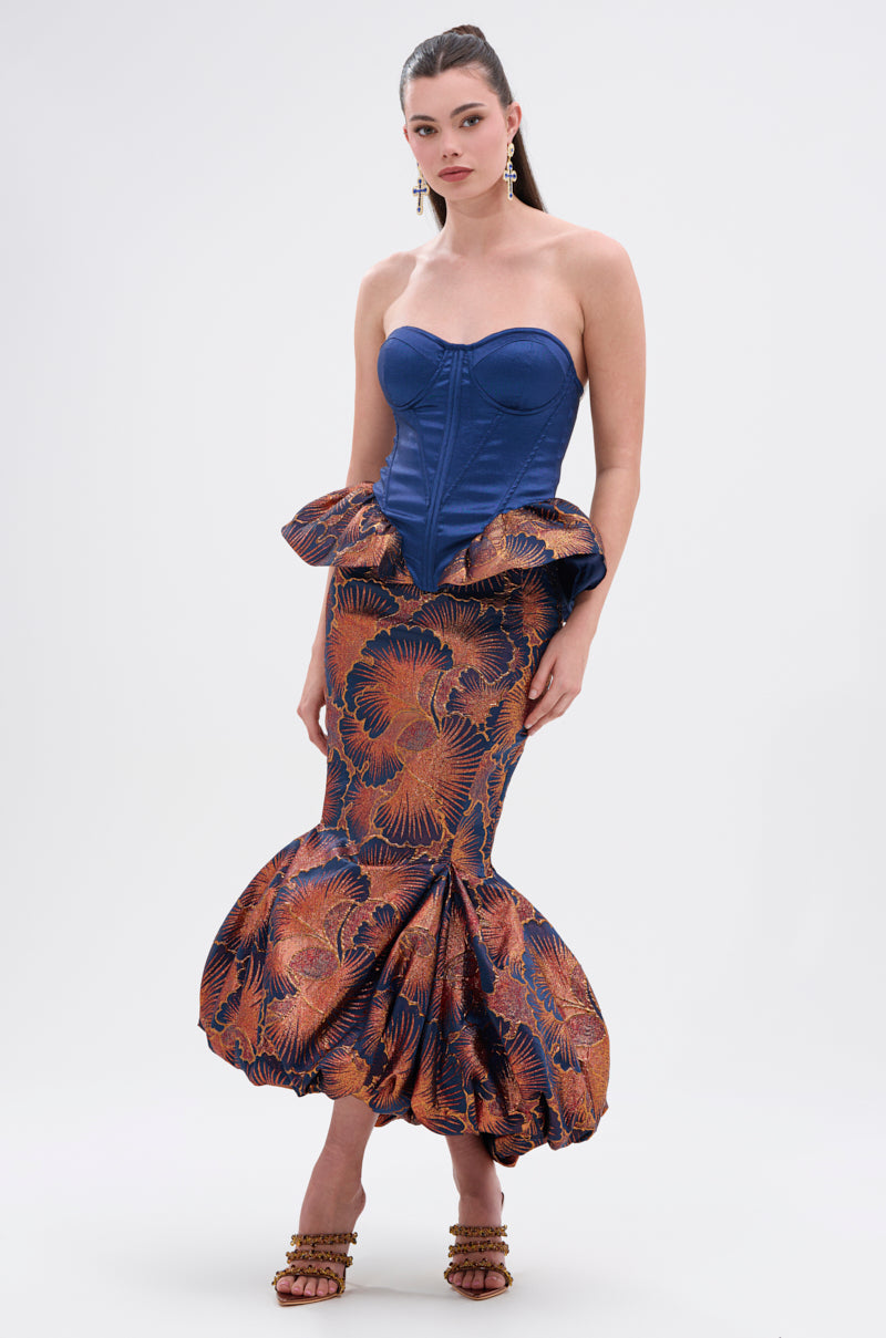 LADY LUX BROCADE BUBBLE HEM MIDI SKIRT