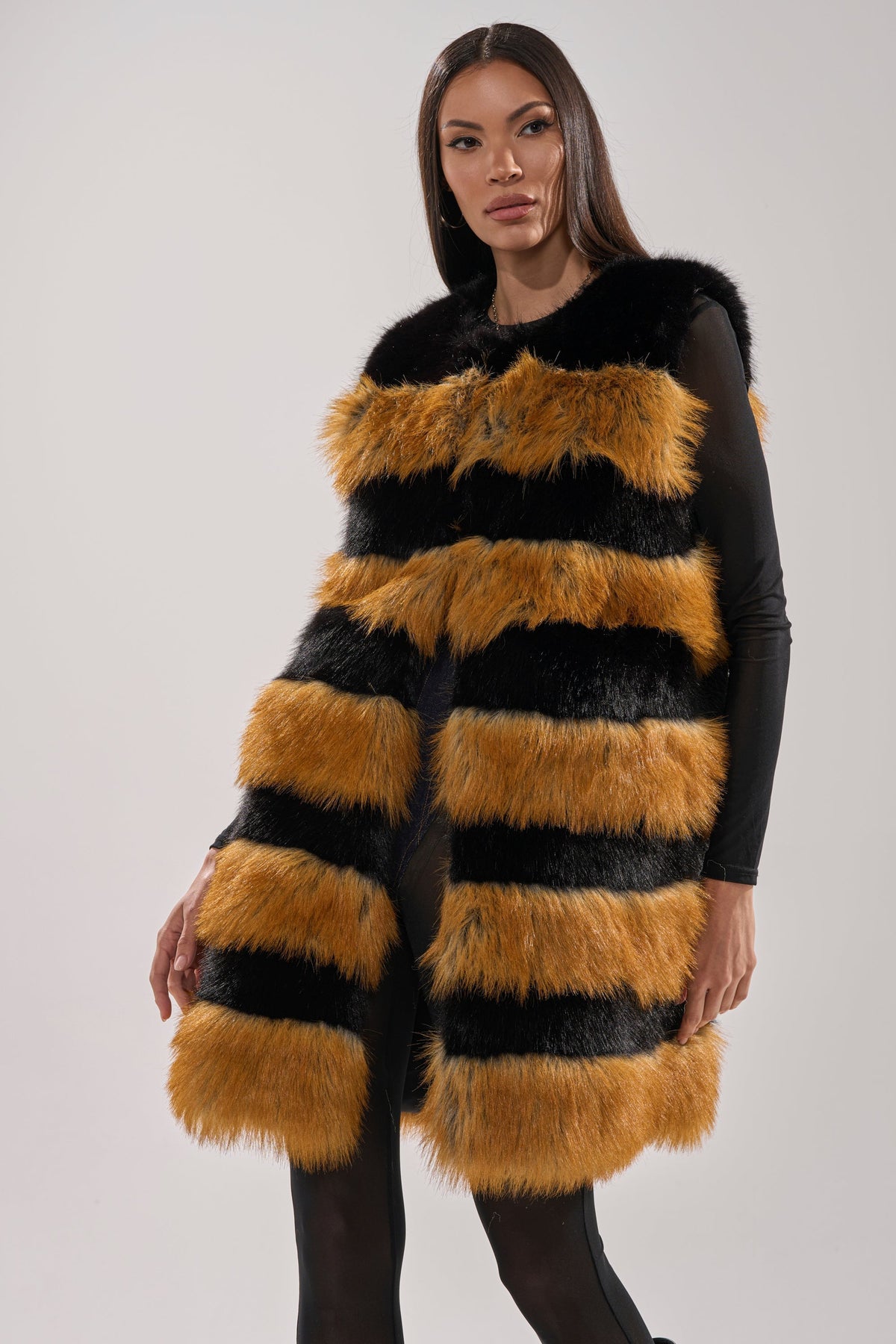IN ANOTHER LIFE PANELED FUR VEST