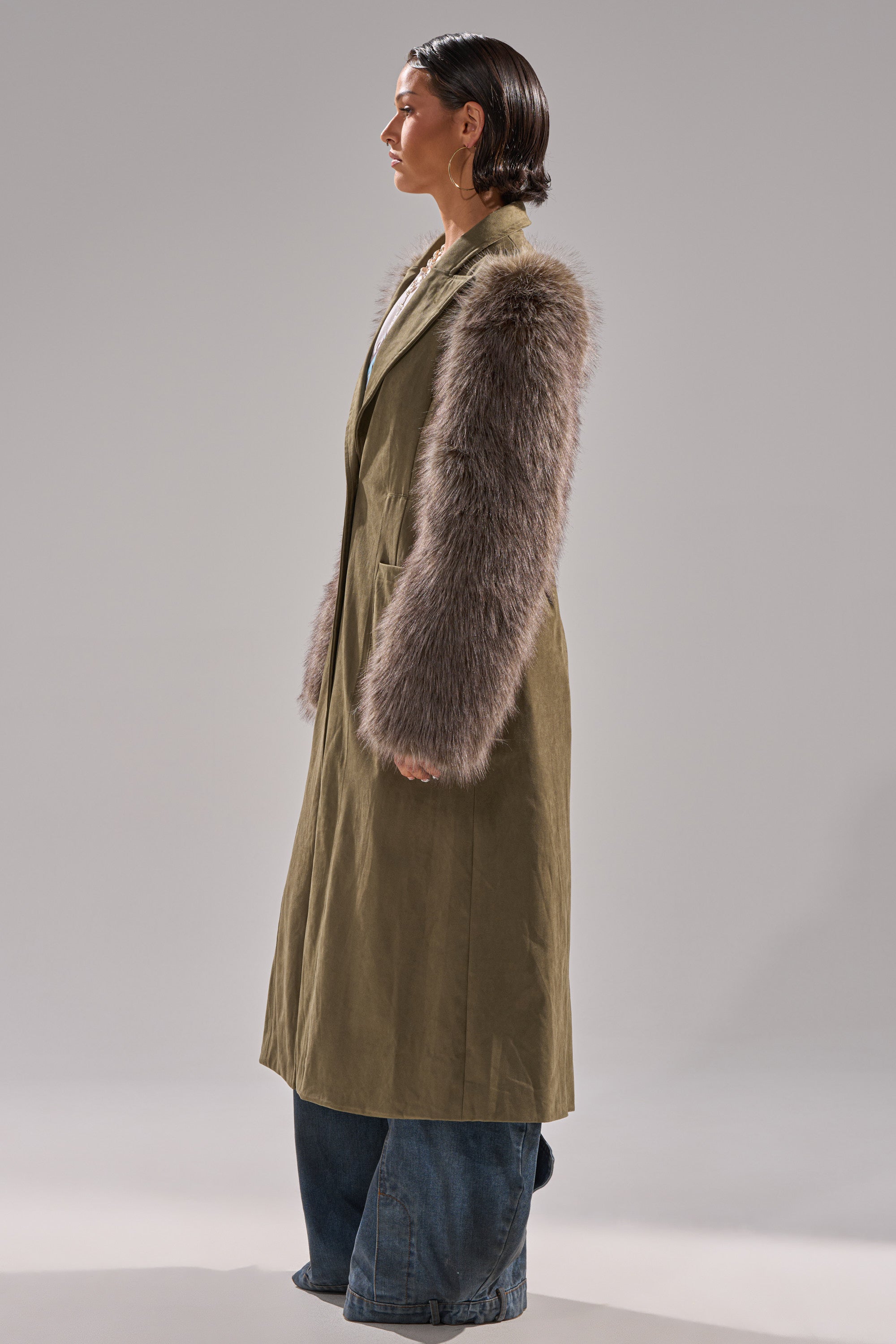LOLITA FUR SLEEVE TRENCH