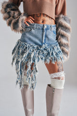 OPEN UP YOUR LOVE DENIM SKIRT