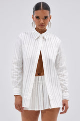 ONTO THE NEXT EMBELLISHED BUTTON DOWN TOP IN WHITE