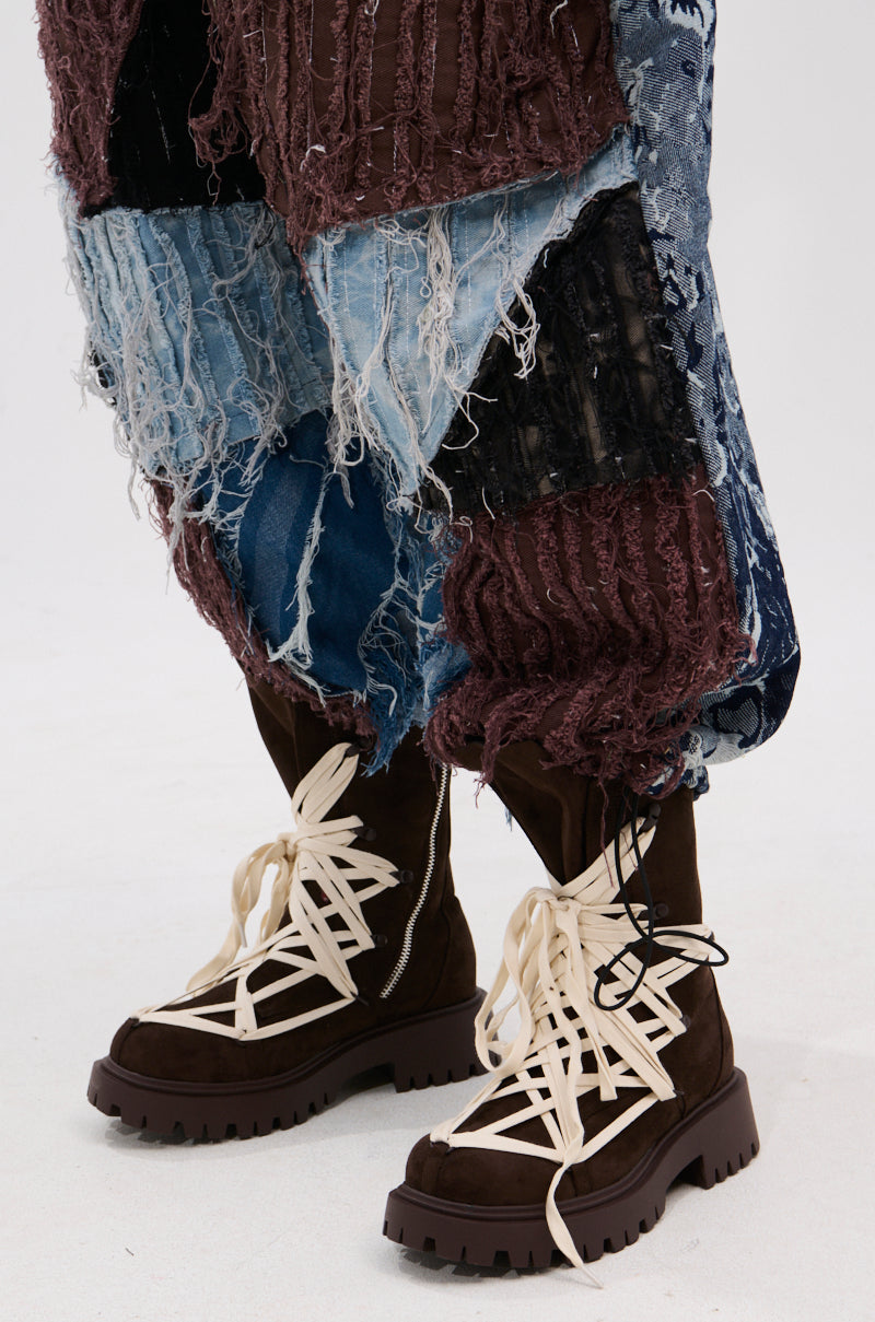 AZALEA WANG ARJUN CHOCOLATE LACE BOOTIE