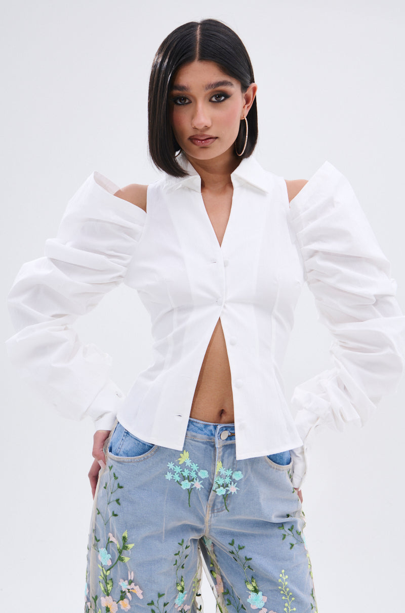CRAZY IN LOVE BUTTON DOWN BLOUSE