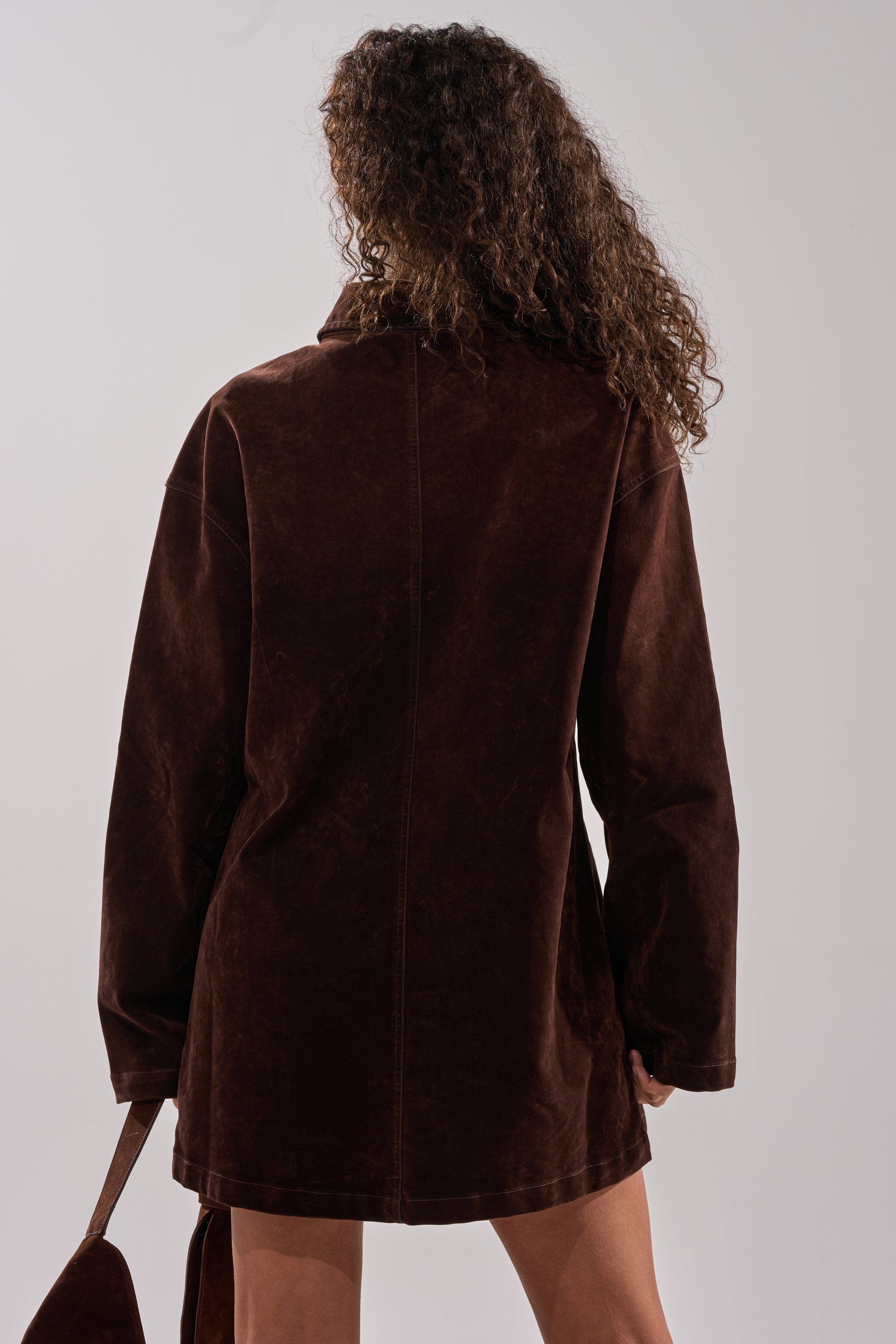 COOL GIRL OVERSIZED VELVET DENIM SHIRT DRESS