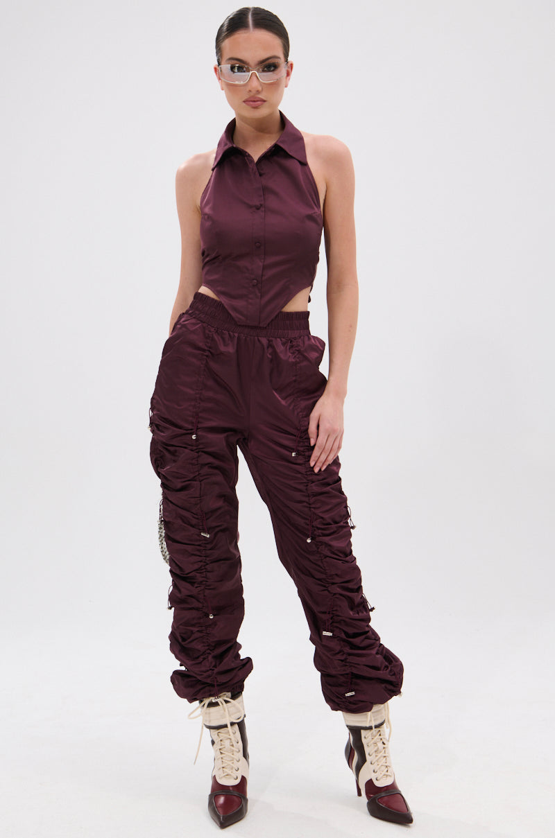 NO TIME FOR GAMES CROPPED HALTER TOP