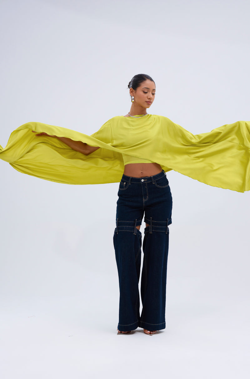 COCKTAIL HOUR BLOUSE IN CHARTREUSE