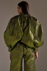 LAYLA BROCADE PUFF SLEEVE MOCK NECK TOP