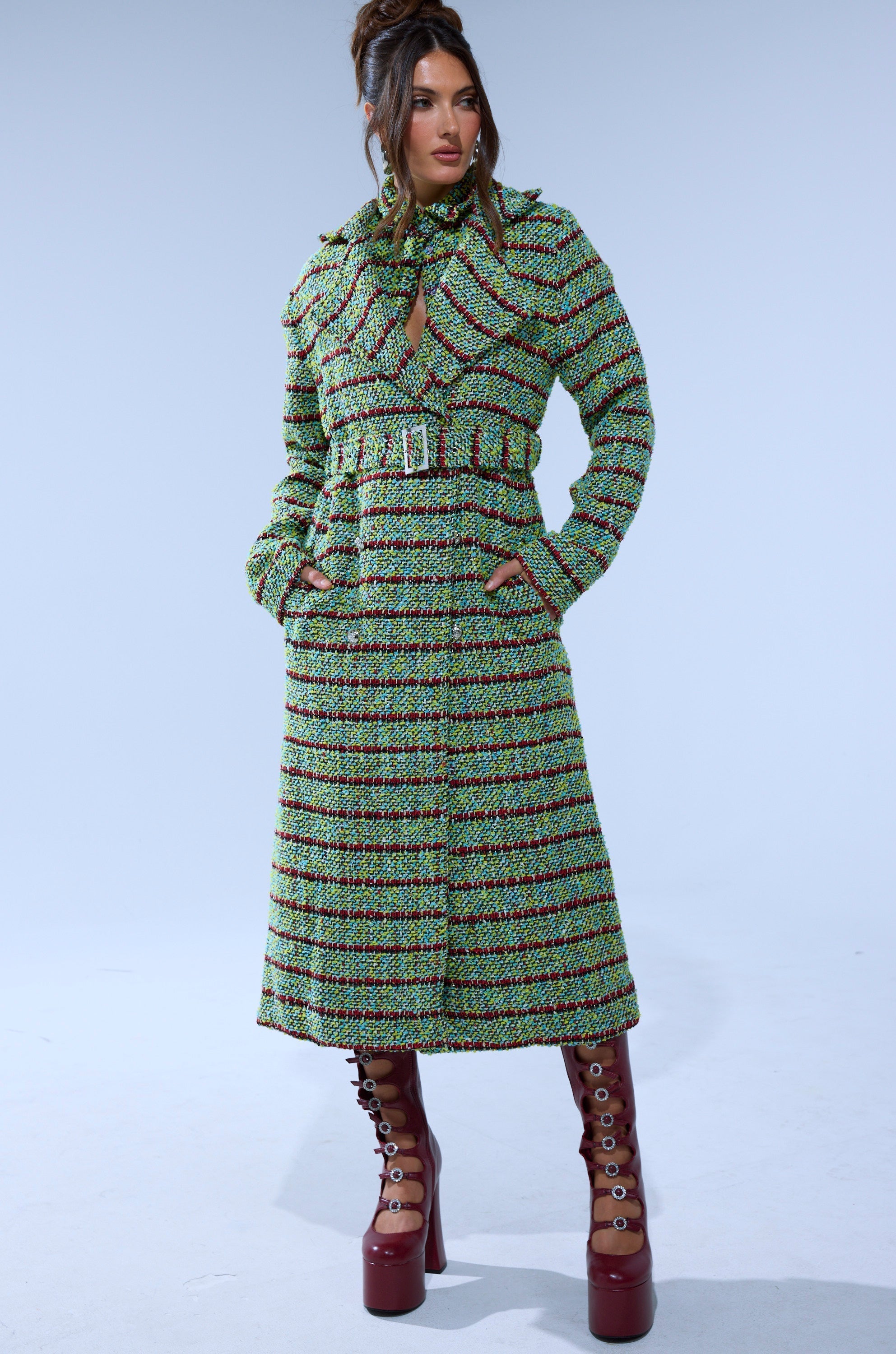 IT'S GIVING LUCK TWEED TRENCH