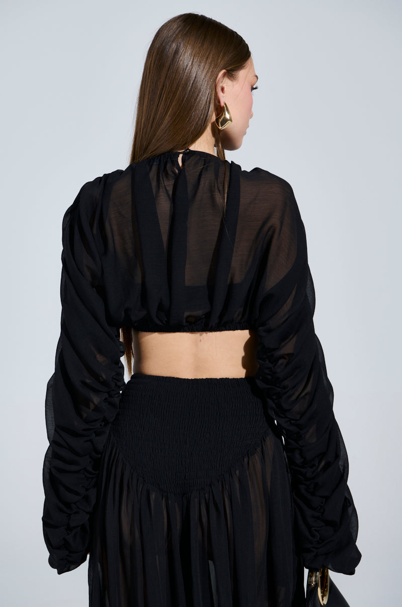LAURA RUCHED CROPPED BLOUSE
