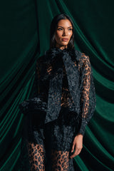 CHEETAH SISTA TIE FRONT BLOUSE