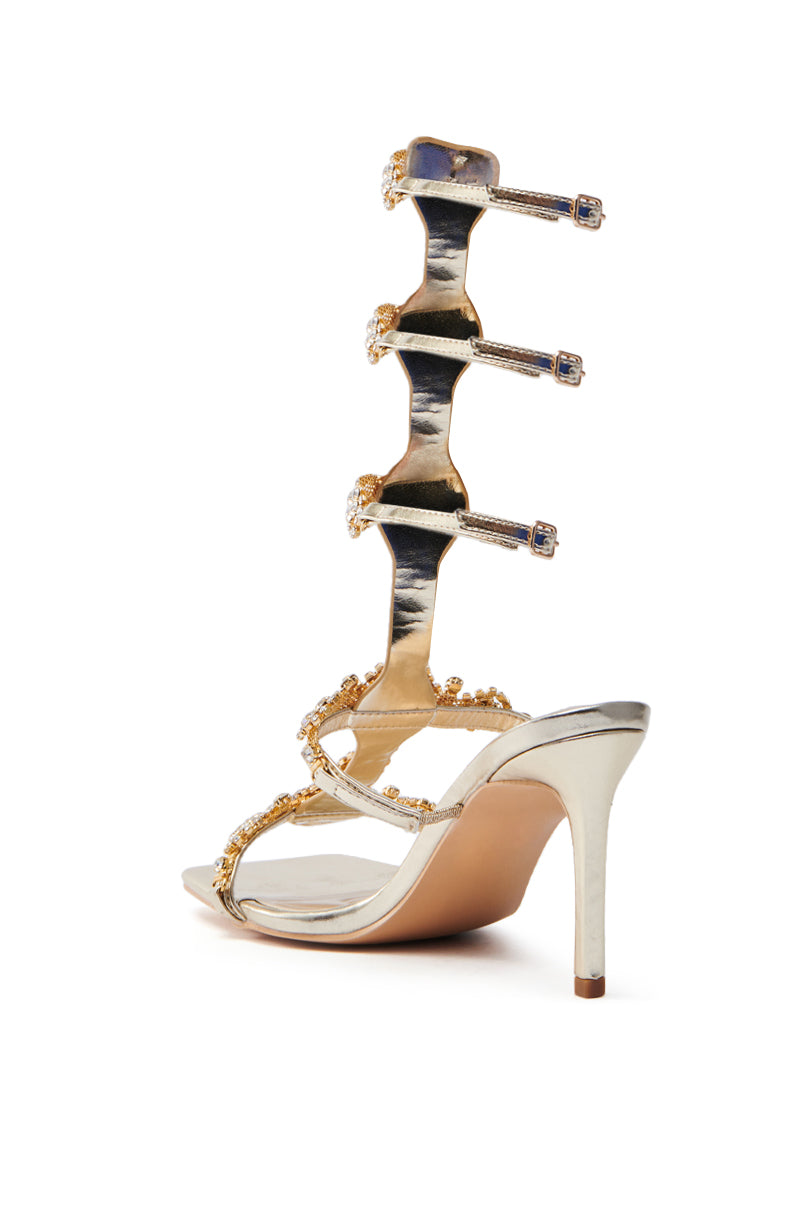 AZALEA WANG JONQUIL GOLD EMBELLISHED GLADIATOR SANDAL