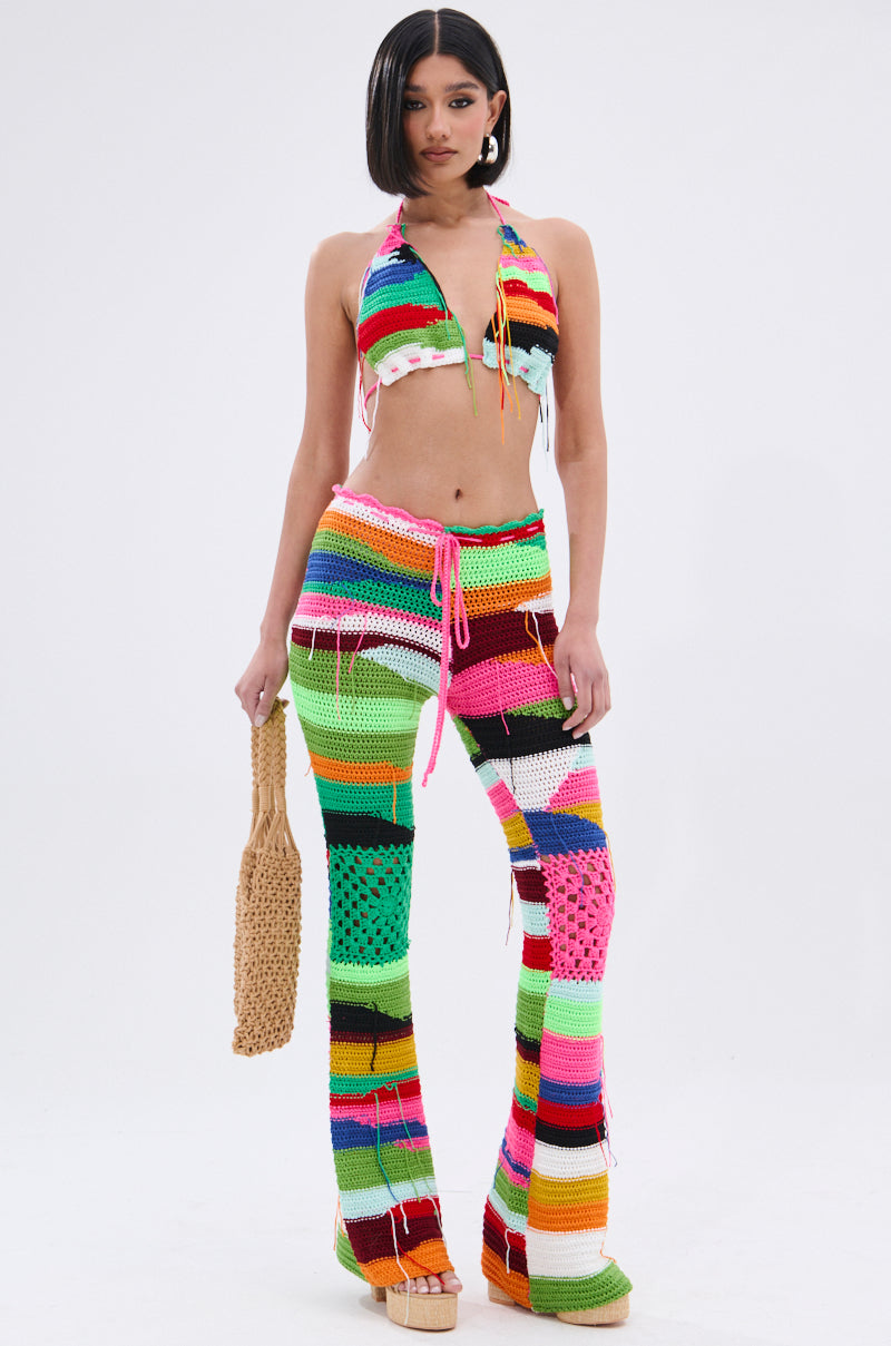 MULTI COLORED HEART CROCHET BRA TOP
