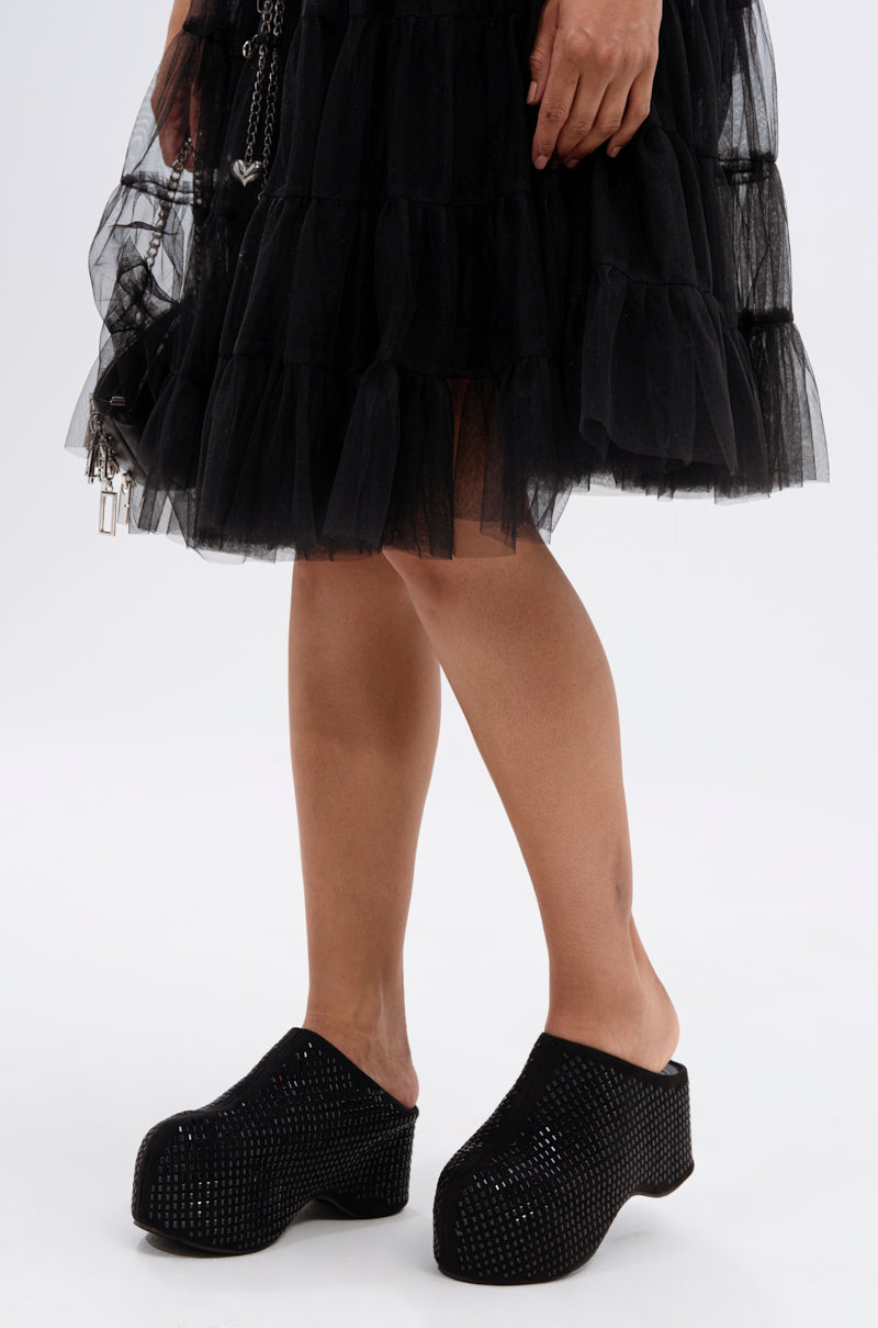 AZALEA WANG ROMESCO BLING FLATFORM CLOG IN BLACK