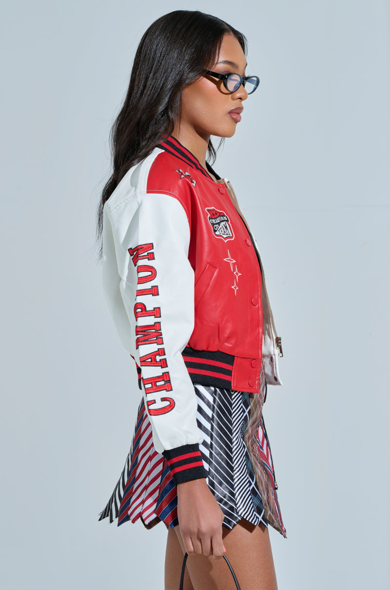 CHAMPIONS LEAGUE FAUX LEATHER BOMBER