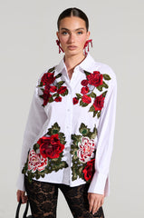 ROSA CORSET DETAIL BUTTON DOWN BLOUSE