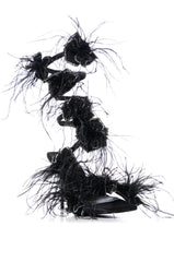 AZALEA WANG JAYLENE BLACK FLOWER EMBELLISHED COIL SANDAL