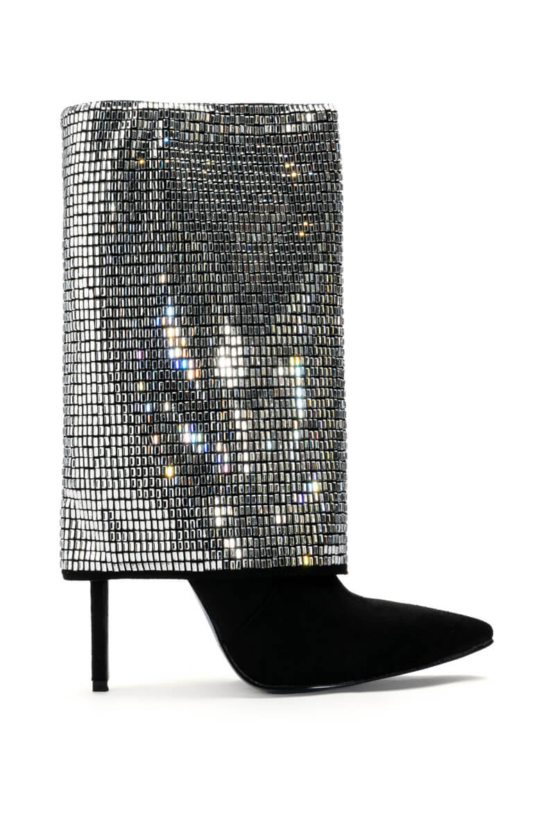 AZALEA WANG MILLONA EMBELLISHED BOOTIE IN SILVER