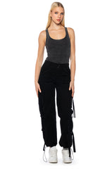 BROOKLYN MINERAL WASH SCOOP NECK BODYSUIT IN GREY