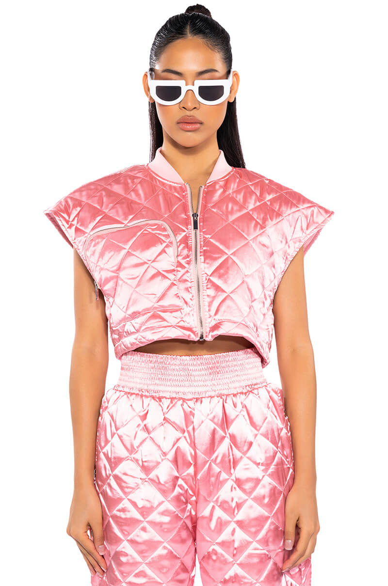 ARYA QUILTED SATIN VEST