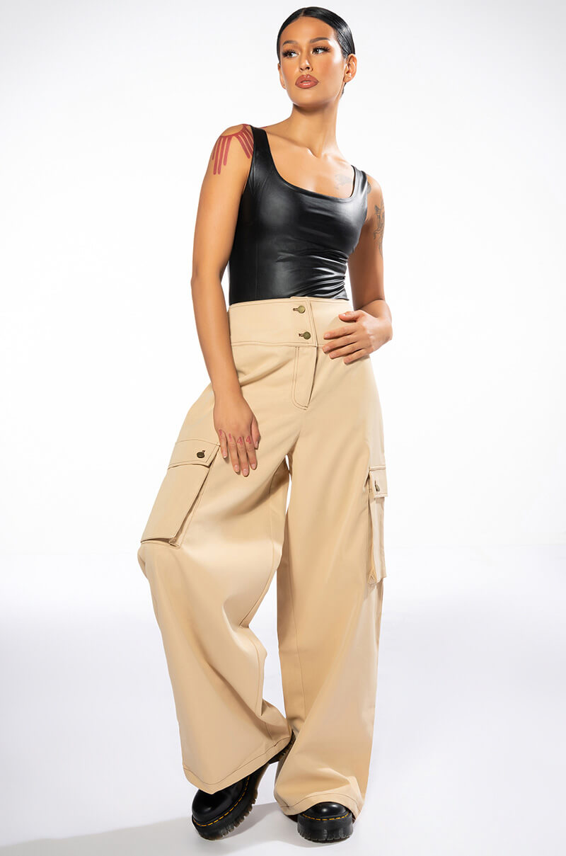 GLAM FAUX LEATHER BODYSUIT
