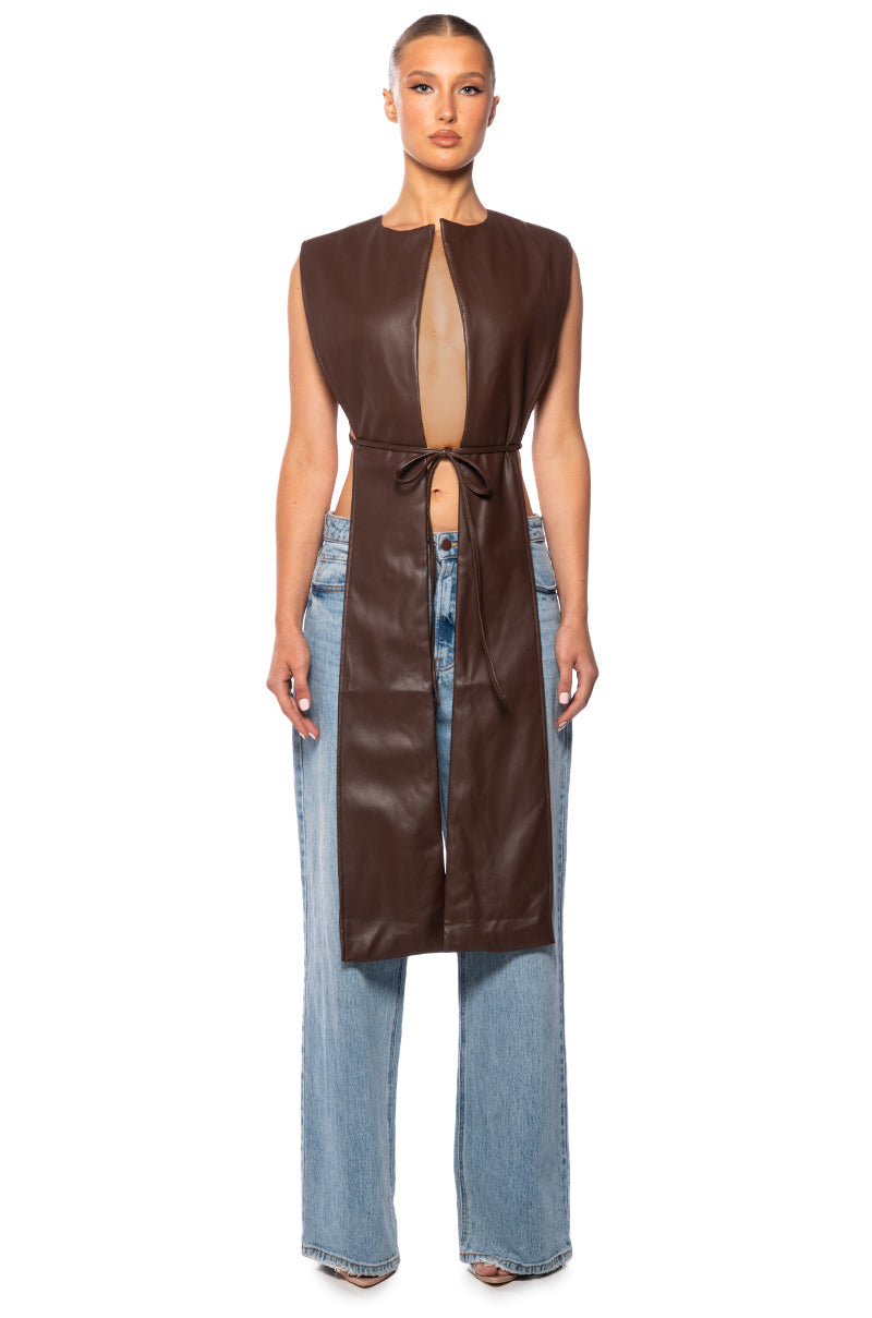 HENNY PU SPLIT VEST