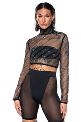 KEEP ME BODIED EMBELLISHED HIGH NECK TOP