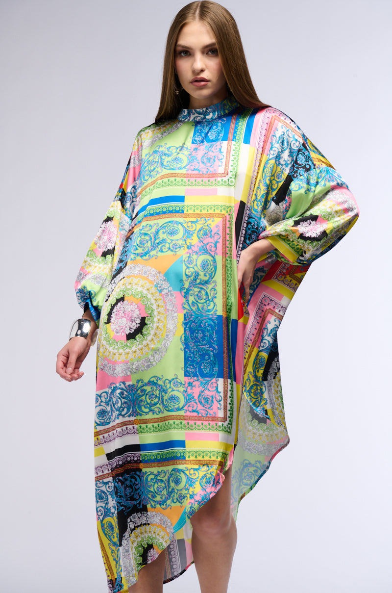 PAISLEY DREAMS PRINTED ASYMMETRICAL MIDI DRESS