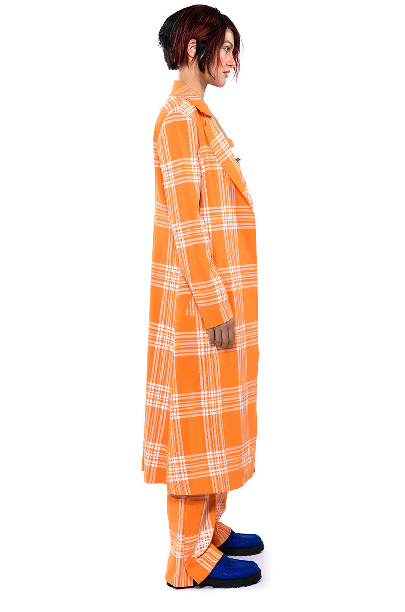 POPSICLE BRIGHT PLAID TRENCH COAT
