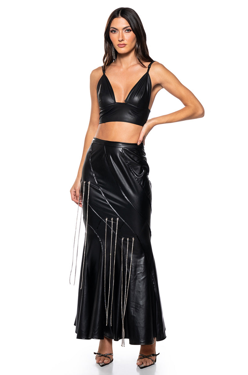 FRONT ROW EMBELLISHED MAXI SKIRT