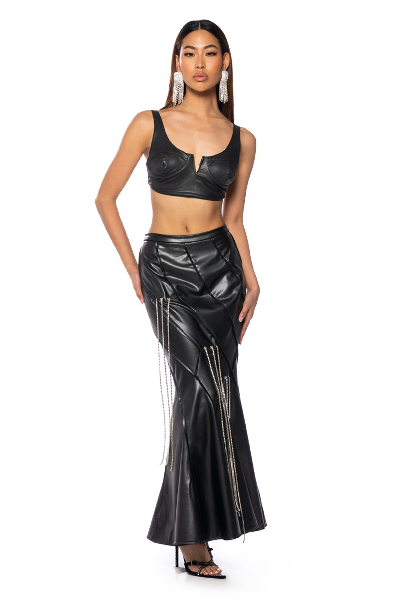 FRONT ROW EMBELLISHED MAXI SKIRT